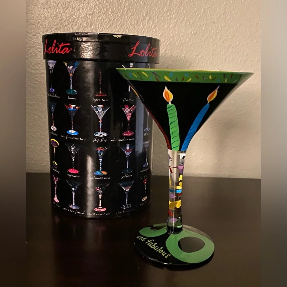 Lolita 50 & Fabulous Martini Glass 10oz Hand Painted NIB Collectible